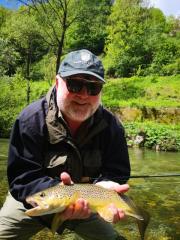 Steven and brown trout, May Slovenia